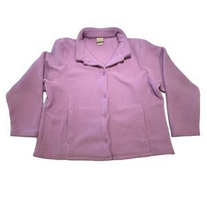 Vintage L.L. Bean Fleece Jacket Womens 1X Button Up Cardigan Purple Polartec